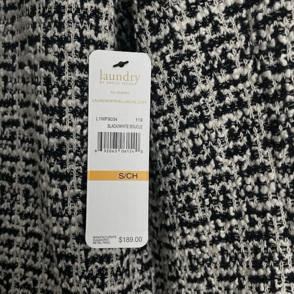 Laundry by Shelli Segal Boucle Jacket Size Small Fringed Hem Edges Cuff Hooded - Picture 12 of 12